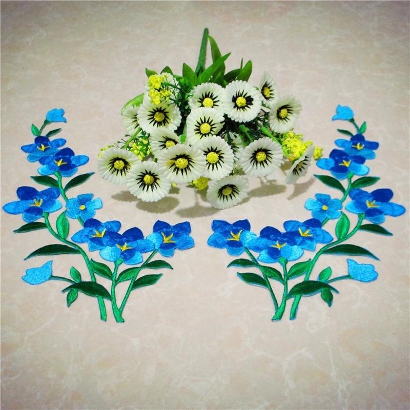 1/2pcs Nice Blue Flower Patch  - Applique Patch Flower บทวิจารณ์และราคา