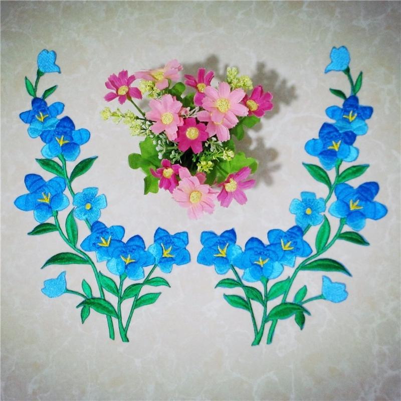 1/2pcs Nice Blue Flower Patch  - Applique Patch Flower บทวิจารณ์และราคา