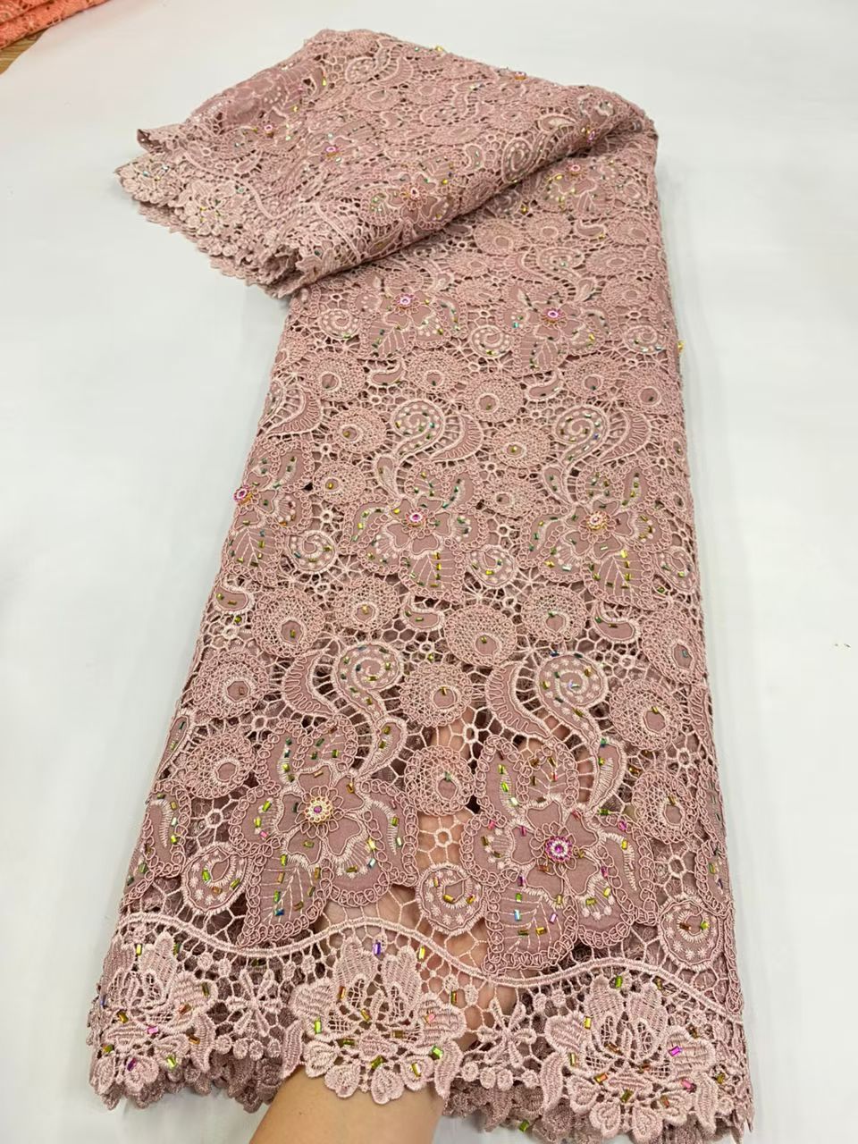 Latest Cord Guipure Lace Fabri - Crystal Mesh Fabric บทวิจารณ์และราคา