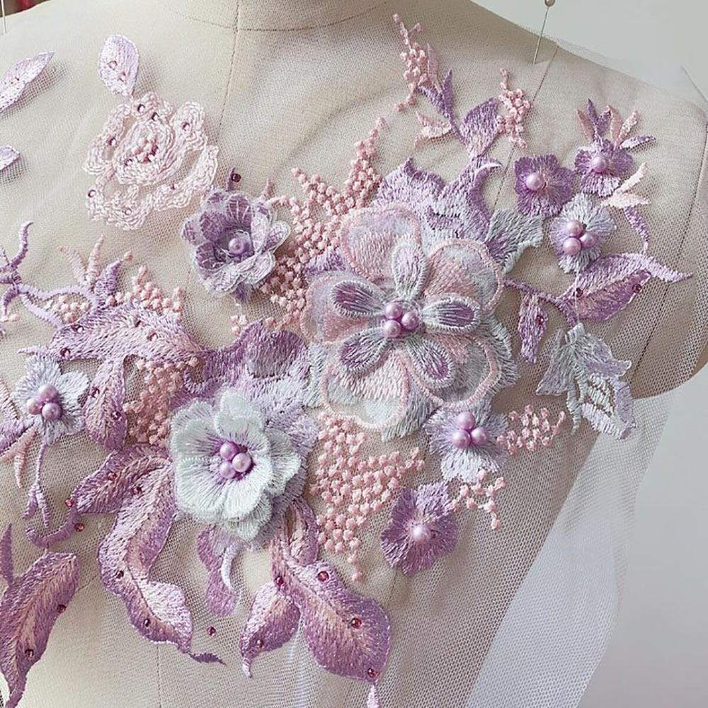 3D Flowers Beaded Lace Fabrics - Applique Patch Flower บทวิจารณ์และราคา