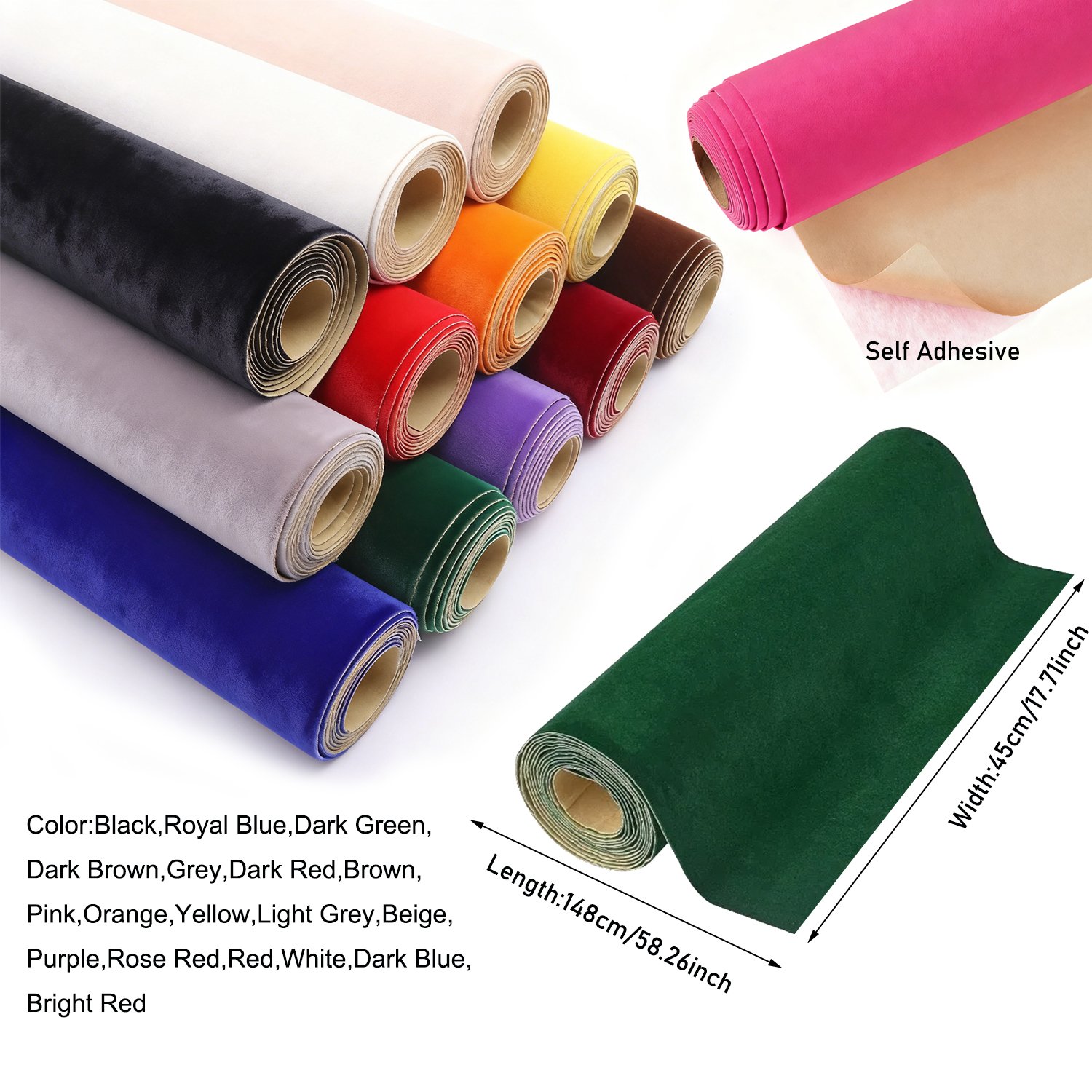 1 roll 45 x 148cm Self-adhesiv - Velvet Ribbon Roll บทวิจารณ์และราคา
