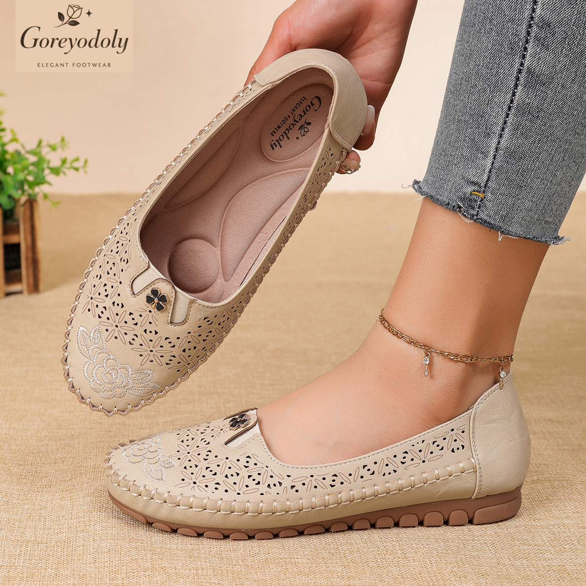 Goreyodoly women loafers flora - Embroidery Embellishments บทวิจารณ์และราคา