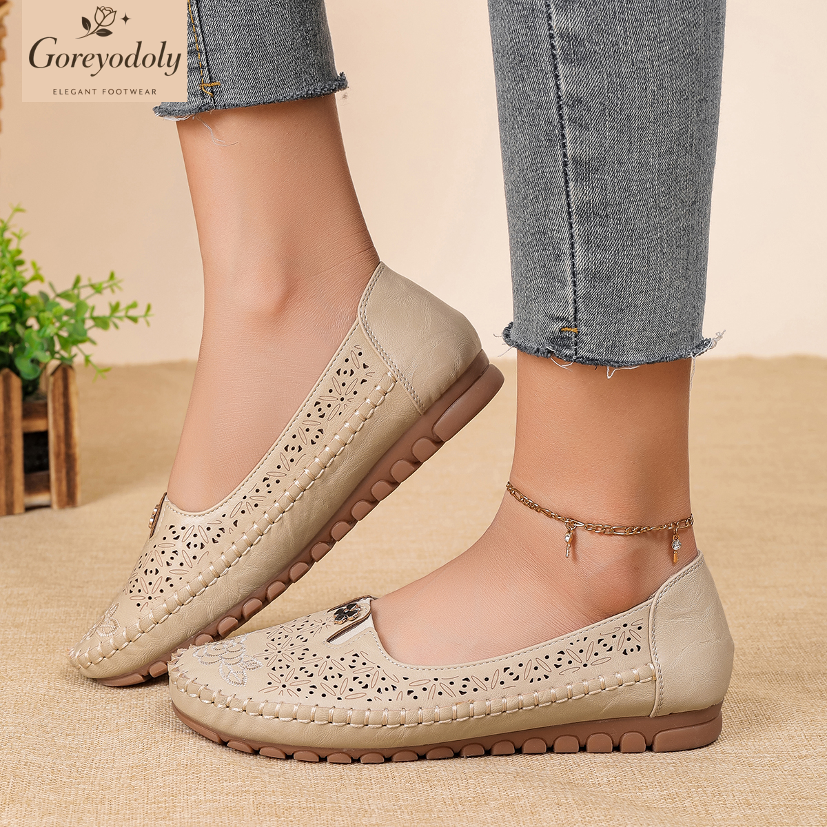 Goreyodoly women loafers flora - Embroidery Embellishments บทวิจารณ์และราคา