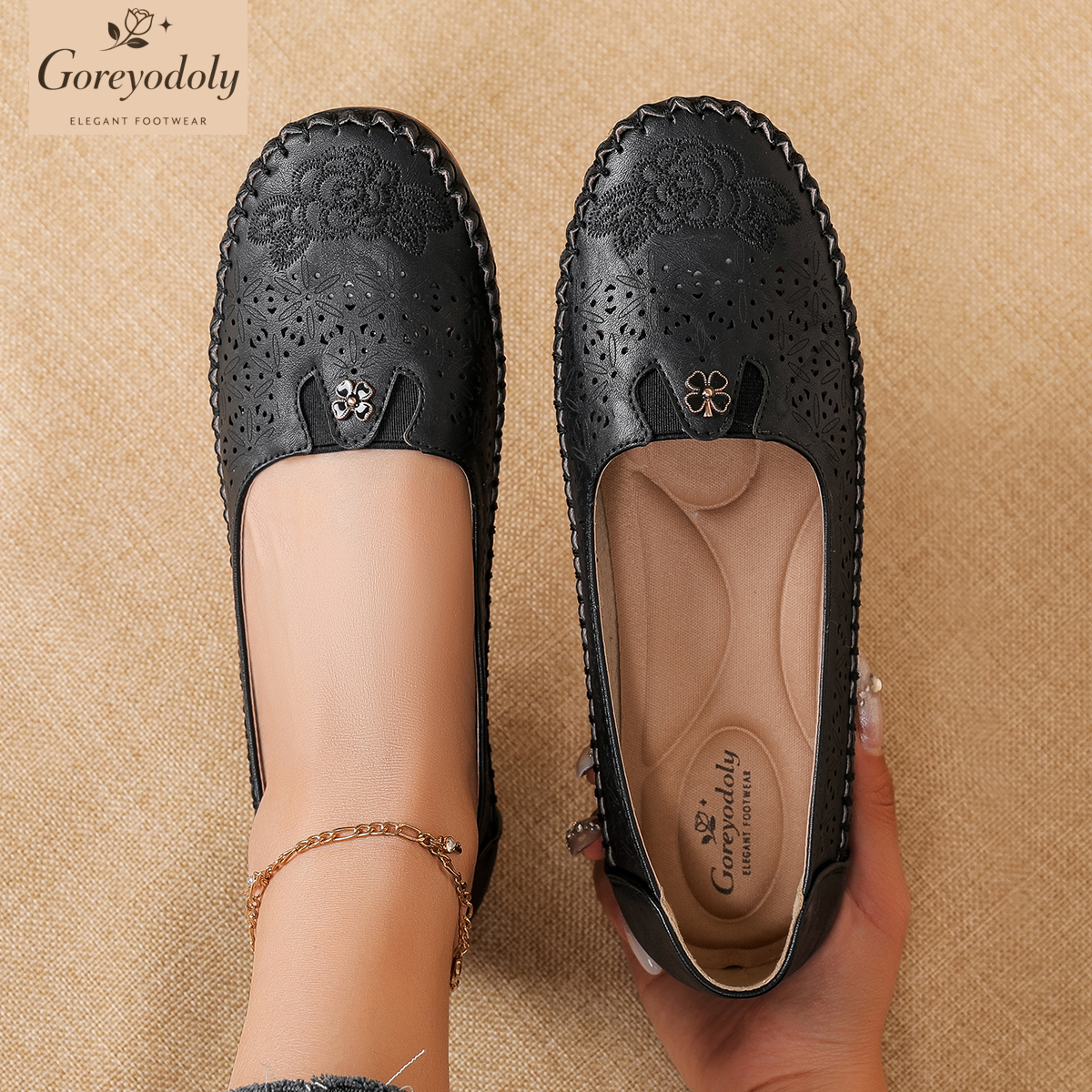 Goreyodoly women loafers flora - Embroidery Embellishments บทวิจารณ์และราคา