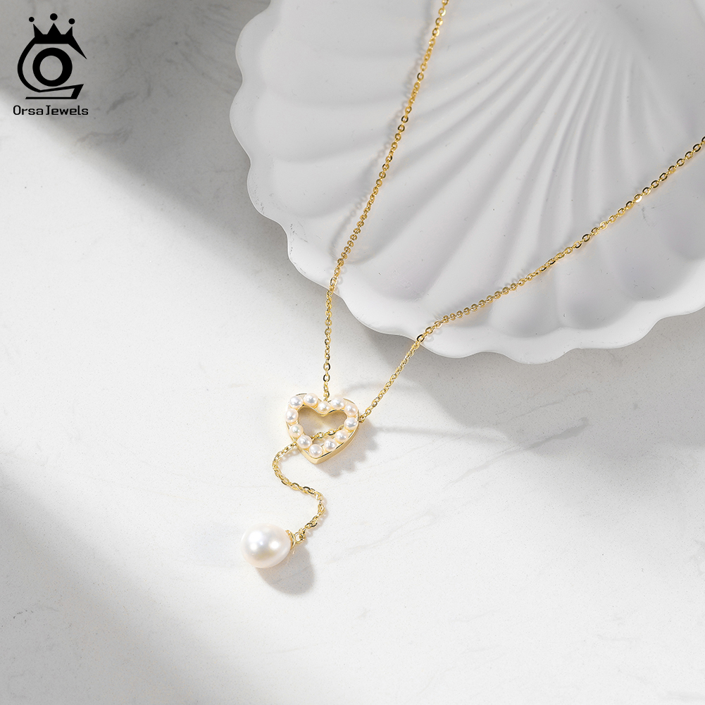 ORSA JEWELS S925 Love Heart Pe - Pearl Trim Chain บทวิจารณ์และราคา