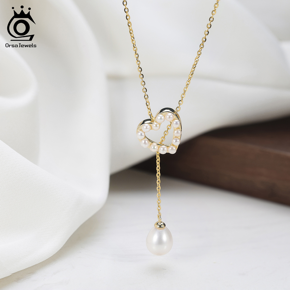 ORSA JEWELS S925 Love Heart Pe - Pearl Trim Chain บทวิจารณ์และราคา