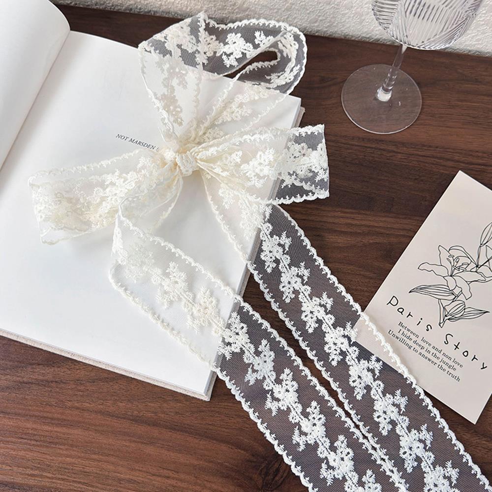 Elegant Lace Scarf Bow Necklac - Lace Ribbon Trim บทวิจารณ์และราคา