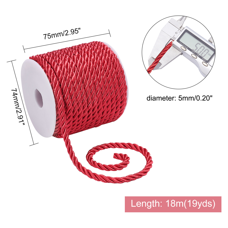 19.6 Yard Red Silk Rope 3-Ply  - Cord Trim Twisted บทวิจารณ์และราคา
