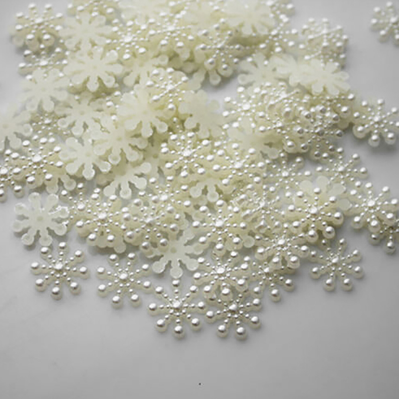 100pcs White Pearl Resin Snowf - Christmas Craft Embellishment บทวิจารณ์และราคา