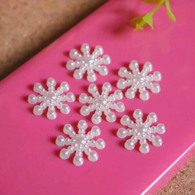 100pcs White Pearl Resin Snowf - Christmas Craft Embellishment บทวิจารณ์และราคา