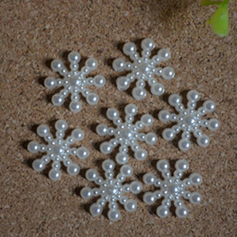 100pcs White Pearl Resin Snowf - Christmas Craft Embellishment บทวิจารณ์และราคา