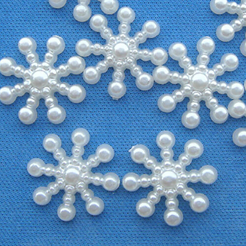 100pcs White Pearl Resin Snowf - Christmas Craft Embellishment บทวิจารณ์และราคา