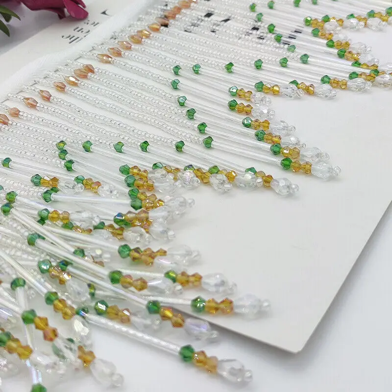 Glass Tube Fringe Tassel 16cm  - Beaded Trim Fringe บทวิจารณ์และราคา