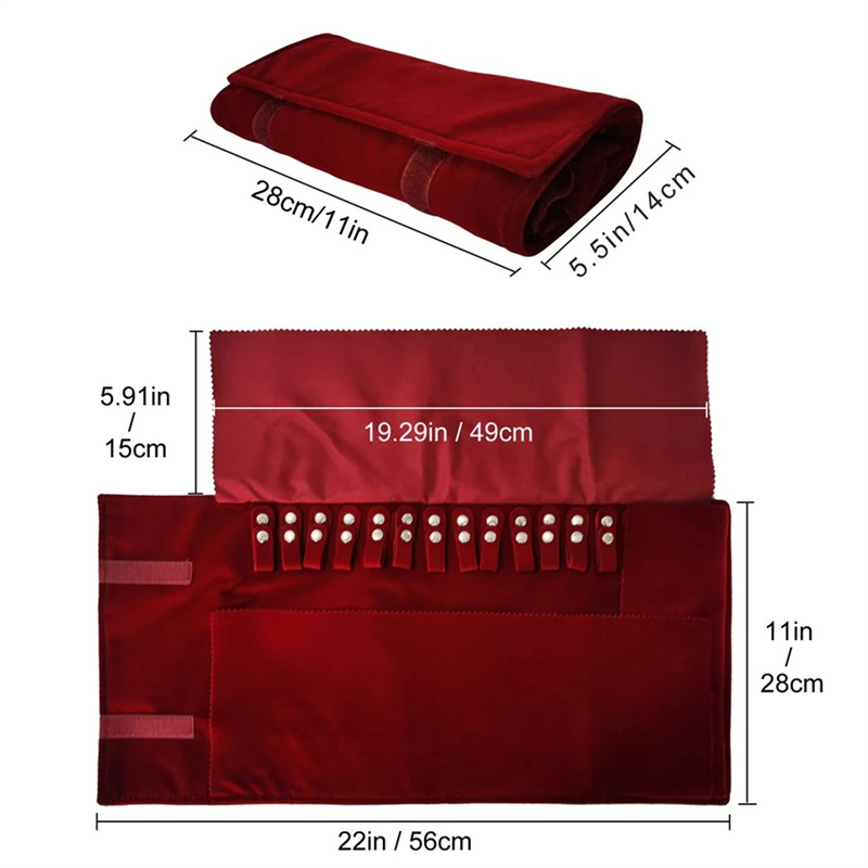 Burgundy Velvet Jewelry Roll-U - Velvet Ribbon Roll บทวิจารณ์และราคา