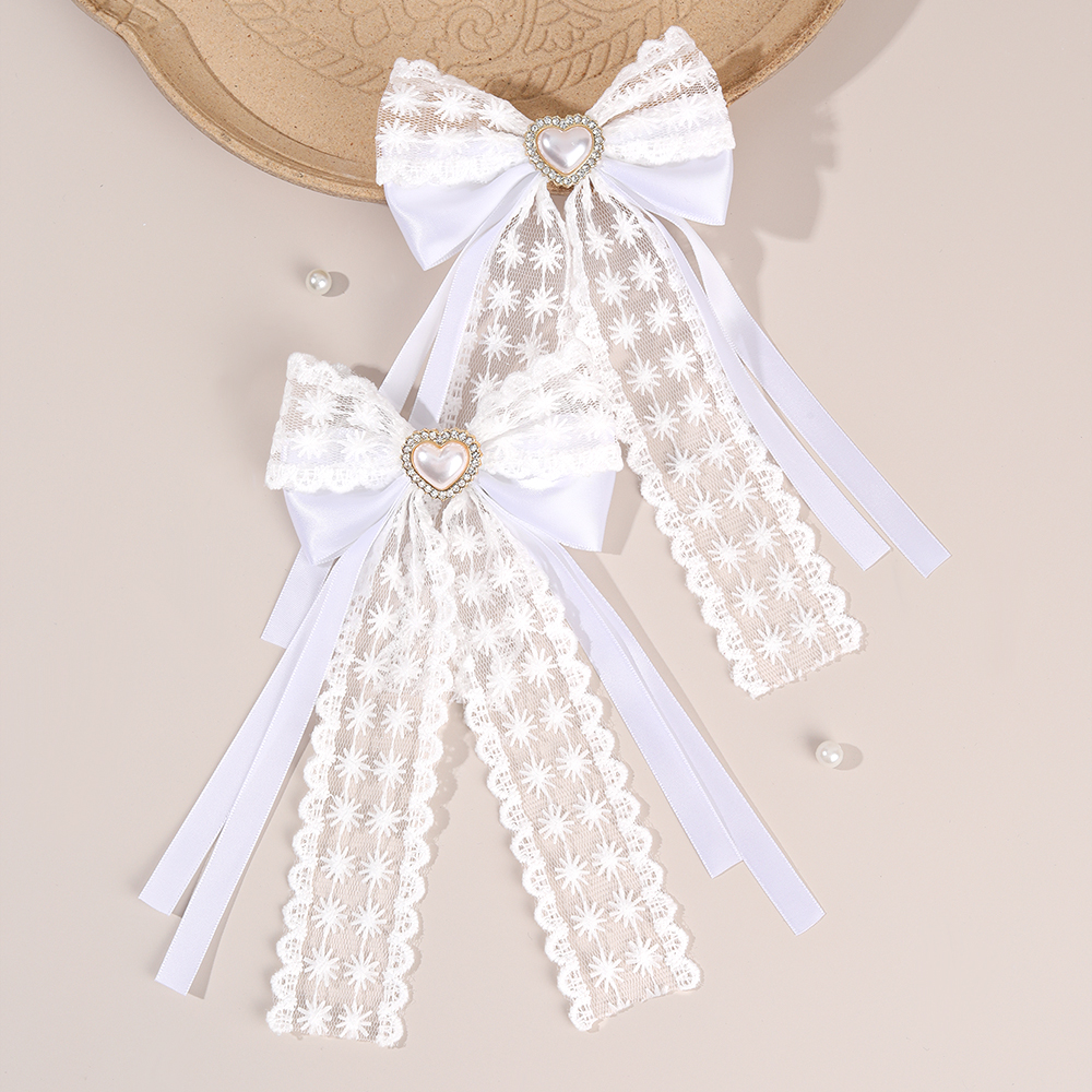 2Pcs Flower Lace Bow Hair Clip - Lace Ribbon Trim บทวิจารณ์และราคา