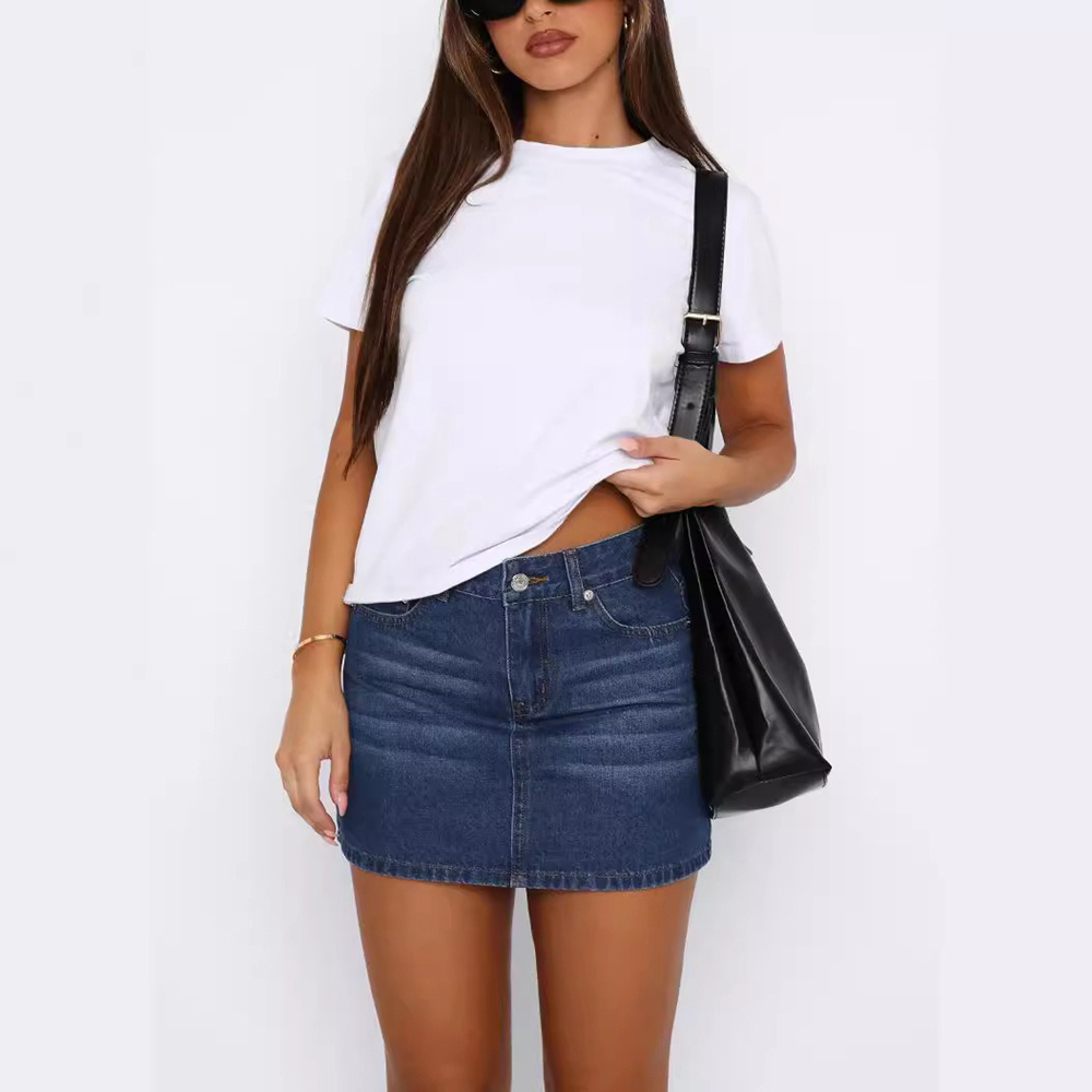 Womens Denim Short Skirts Jean - Embellish Knit บทวิจารณ์และราคา