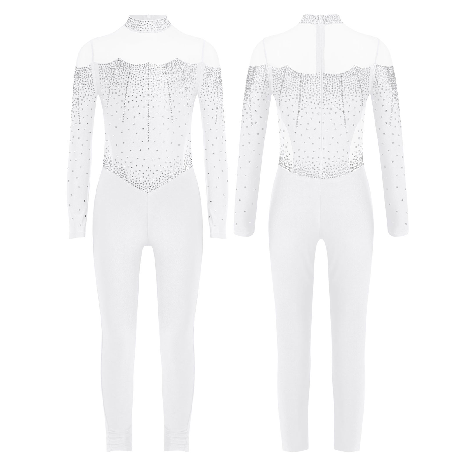 6-16Y Girls Figure Skating Dan - Rhinestone Banding Trim บทวิจารณ์และราคา