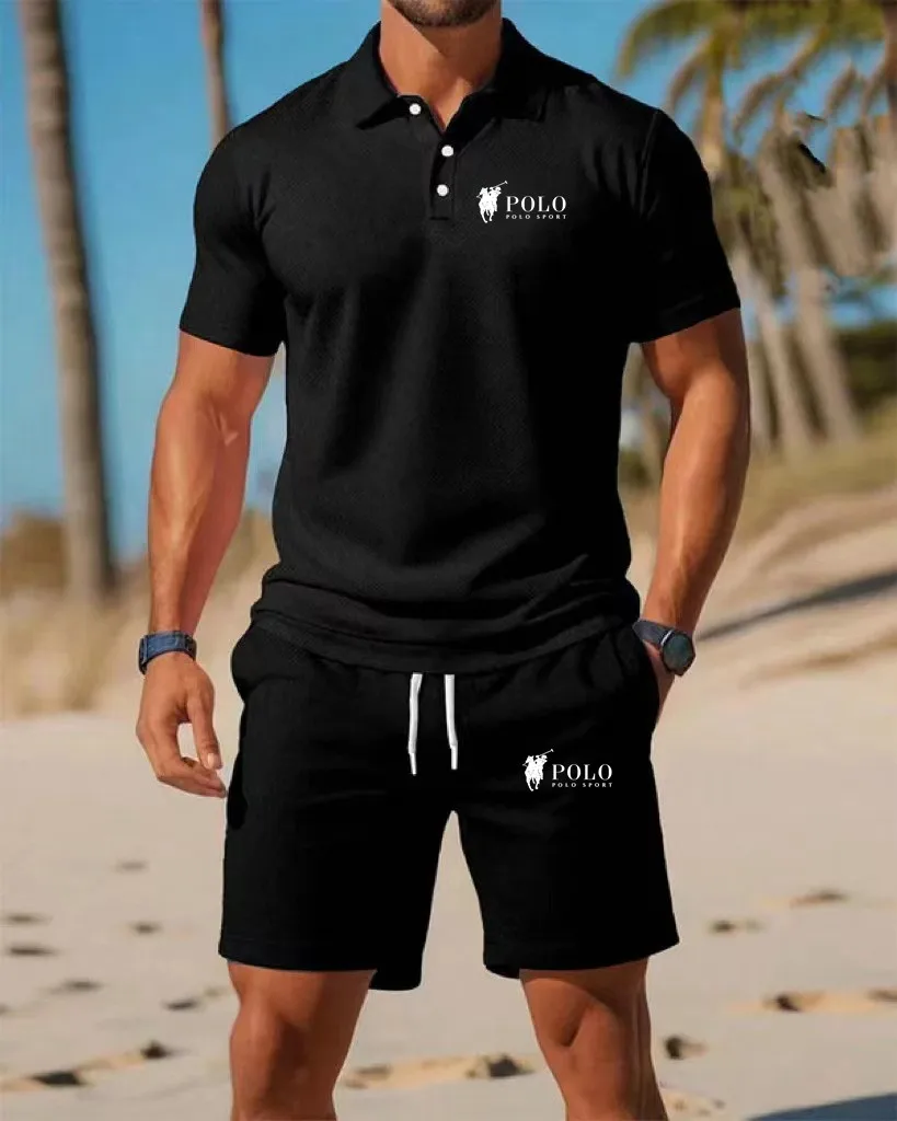 Men's Polo Shirt Set Summer Qu - Embellish Knit บทวิจารณ์และราคา