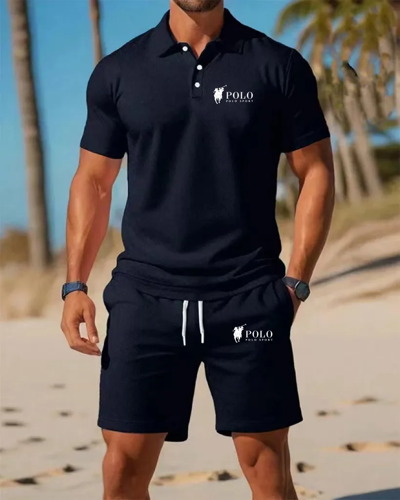 Men's Polo Shirt Set Summer Qu - Embellish Knit บทวิจารณ์และราคา