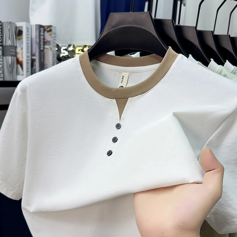 Mens Short Sleeve Henley Neck  - Embellish Knit บทวิจารณ์และราคา