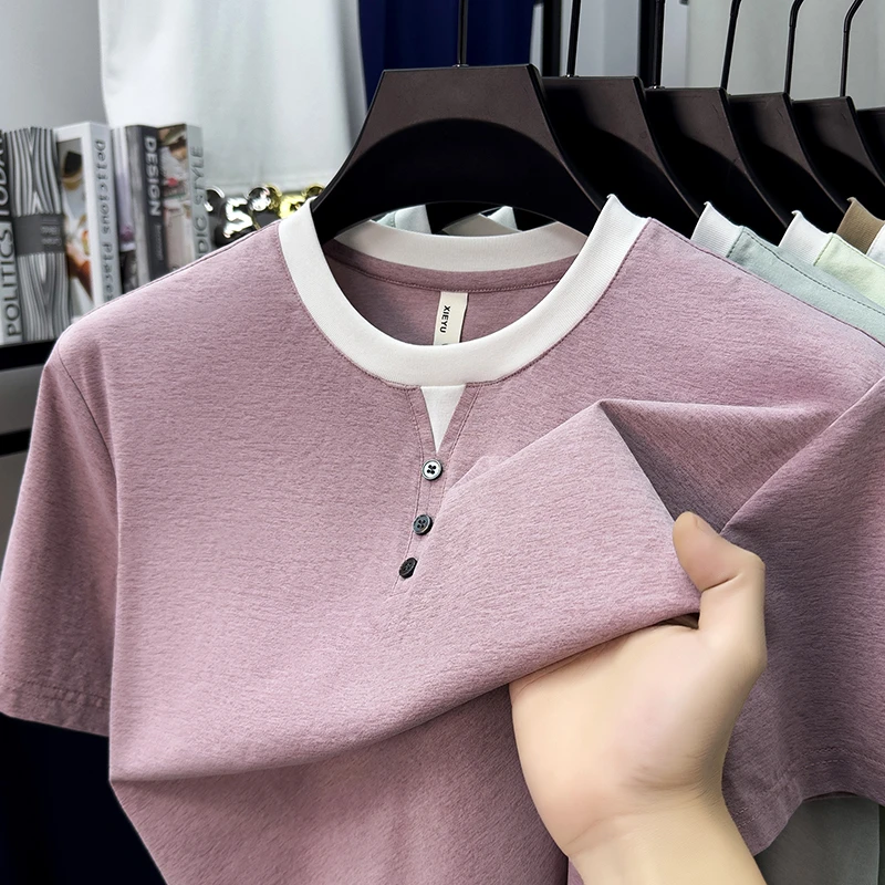 Mens Short Sleeve Henley Neck  - Embellish Knit บทวิจารณ์และราคา