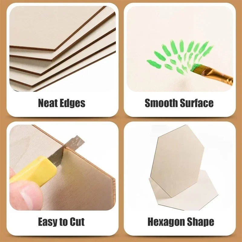10-120mm Wooden Hexagon Blank  - Christmas Craft Embellishment บทวิจารณ์และราคา