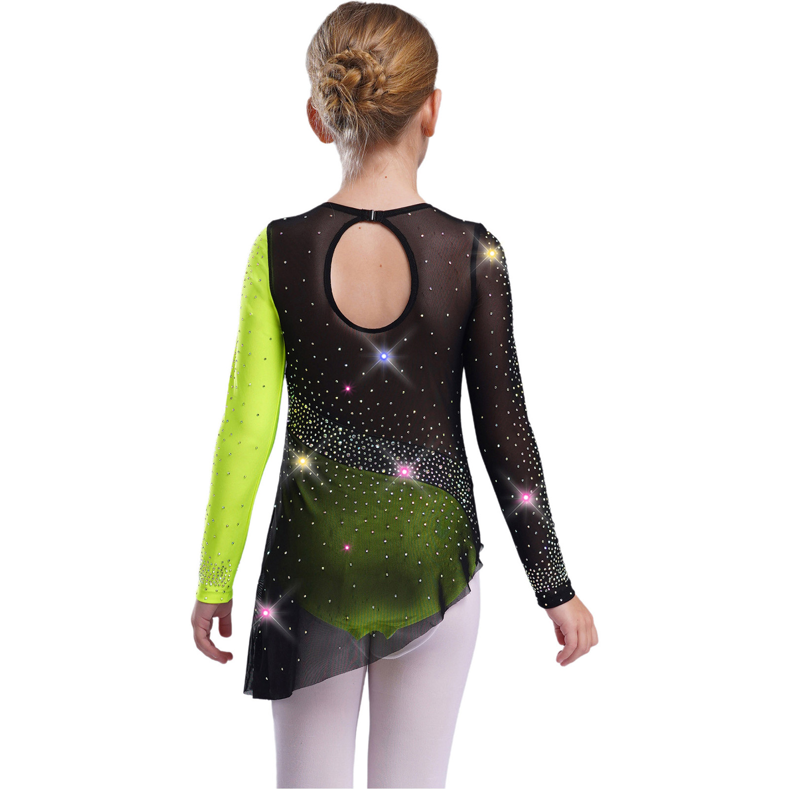 Kids Girls Ballet Leotard Dres - Rhinestone Banding Trim บทวิจารณ์และราคา