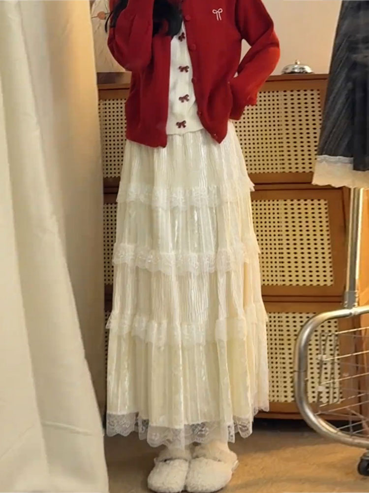 Elegant High Waist  Skirt in S - Elastic Lace Trim บทวิจารณ์และราคา