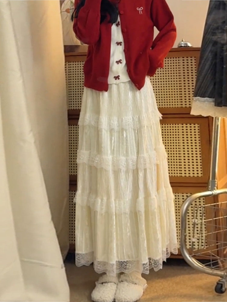 Elegant High Waist  Skirt in S - Elastic Lace Trim บทวิจารณ์และราคา