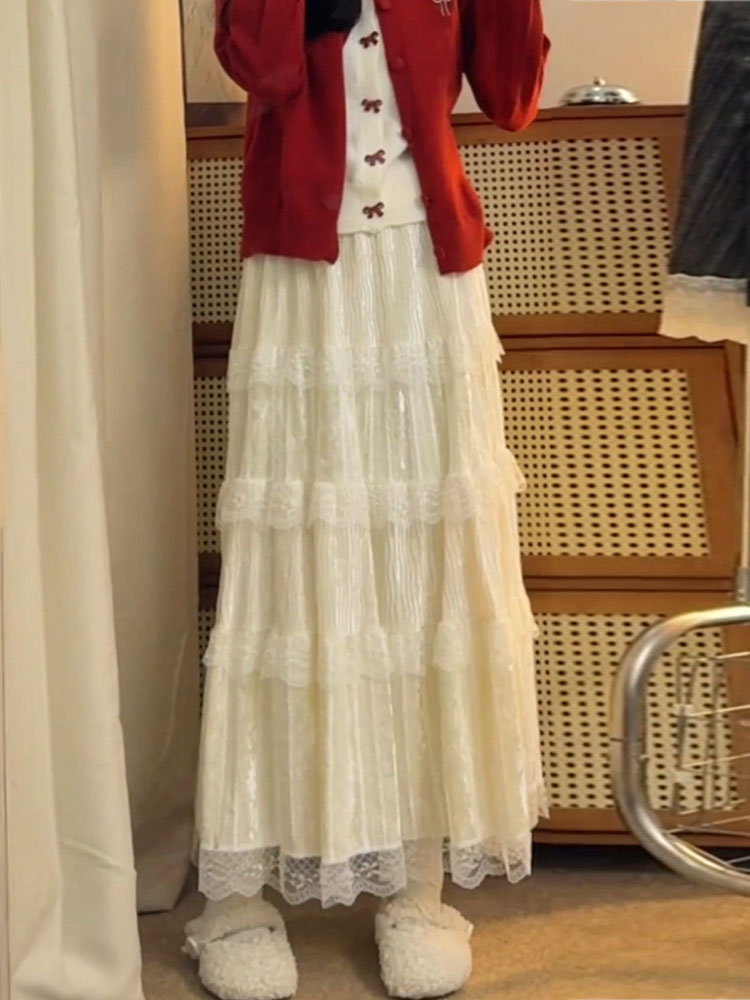 Elegant High Waist  Skirt in S - Elastic Lace Trim บทวิจารณ์และราคา