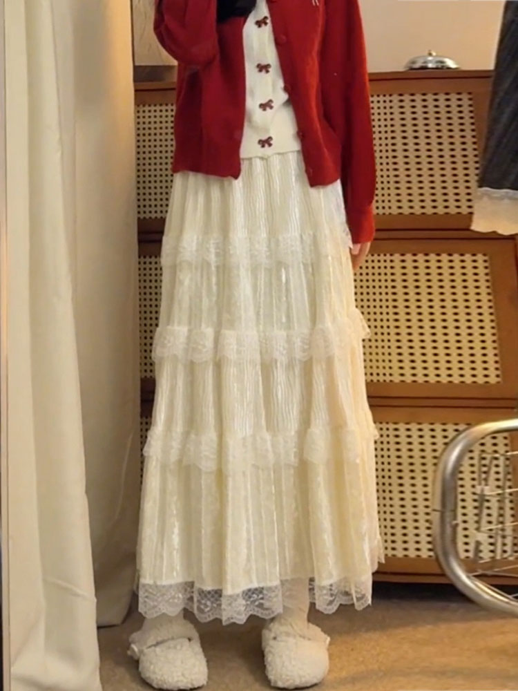 Elegant High Waist  Skirt in S - Elastic Lace Trim บทวิจารณ์และราคา