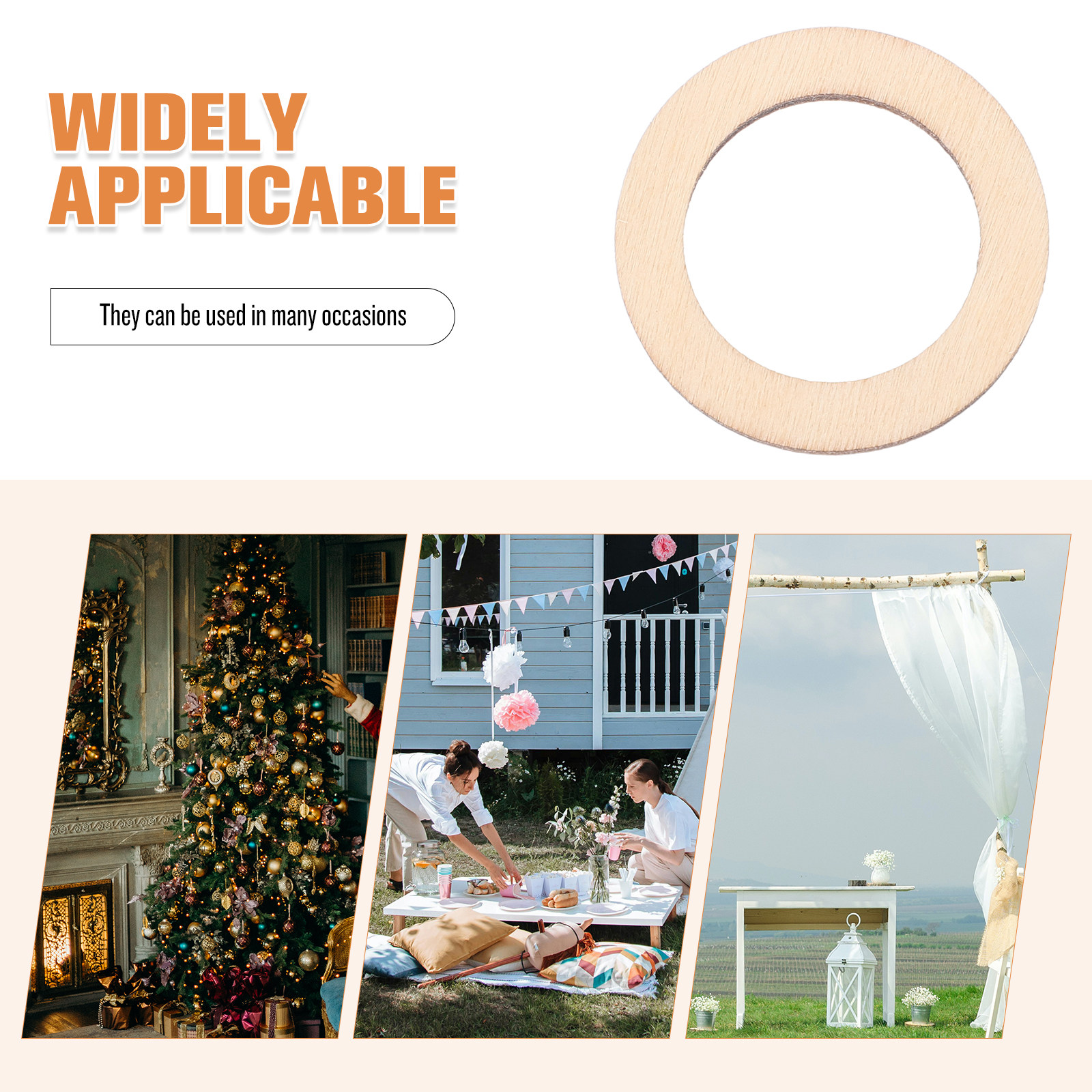 200Pcs Mini Wooden Slice Circl - Christmas Craft Embellishment บทวิจารณ์และราคา