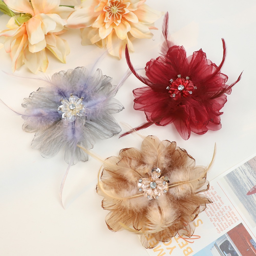 Handmade Mesh Feather Flower B - Crystal Mesh Fabric บทวิจารณ์และราคา