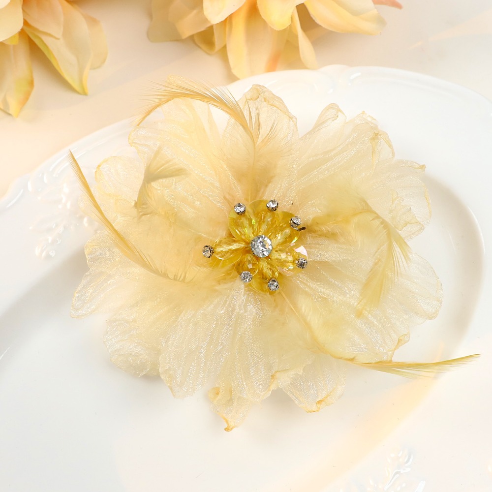 Handmade Mesh Feather Flower B - Crystal Mesh Fabric บทวิจารณ์และราคา