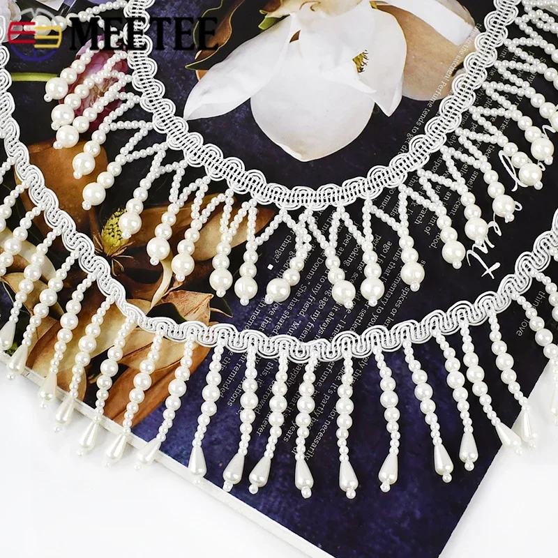 1/2Yards Pearl Beaded Tassel F - Beaded Trim Fringe บทวิจารณ์และราคา