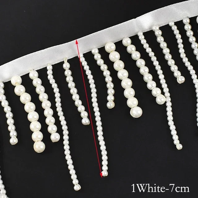 1/2Yards Pearl Beaded Tassel F - Beaded Trim Fringe บทวิจารณ์และราคา