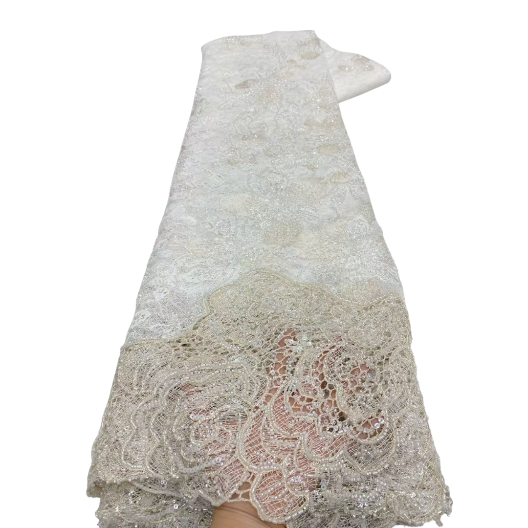 Lastest African French Floral  - Beaded Trim Fringe บทวิจารณ์และราคา