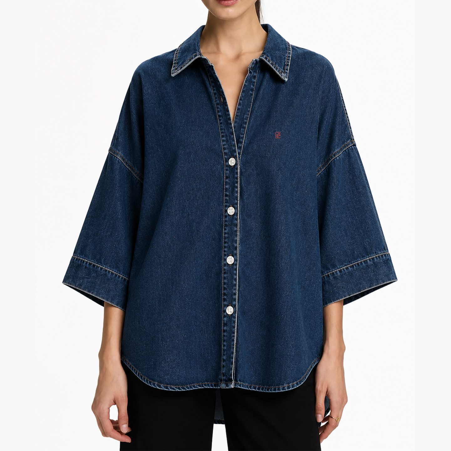 CH Letter Embroidered Solid Co - Embellish Knit บทวิจารณ์และราคา