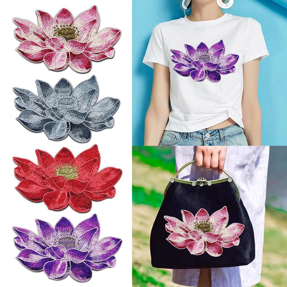 Soft Lotus Flower Patch Embroi - Applique Patch Flower บทวิจารณ์และราคา