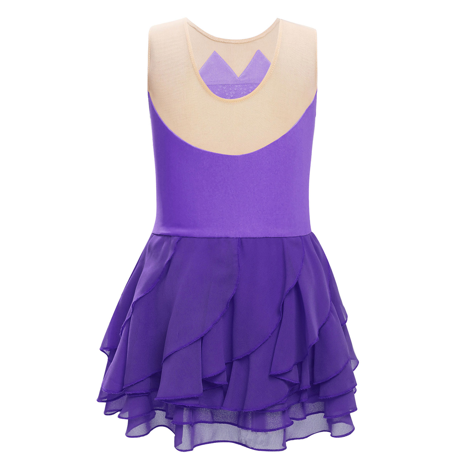 Girls Mesh Figure Skating Dres - Rhinestone Banding Trim บทวิจารณ์และราคา