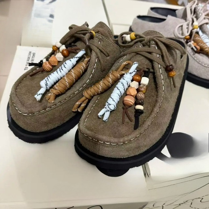 Women Men Clogs Cow Suede Leat - Guipure Lace Panel บทวิจารณ์และราคา