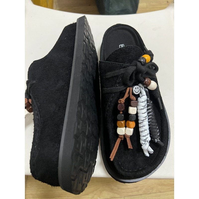 Women Men Clogs Cow Suede Leat - Guipure Lace Panel บทวิจารณ์และราคา
