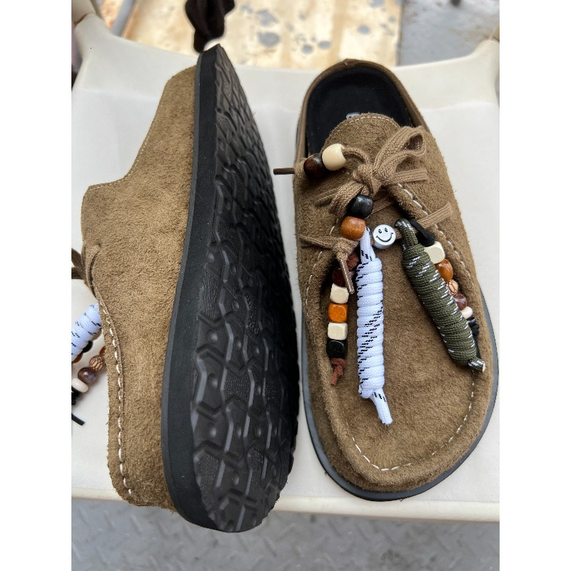 Women Men Clogs Cow Suede Leat - Guipure Lace Panel บทวิจารณ์และราคา