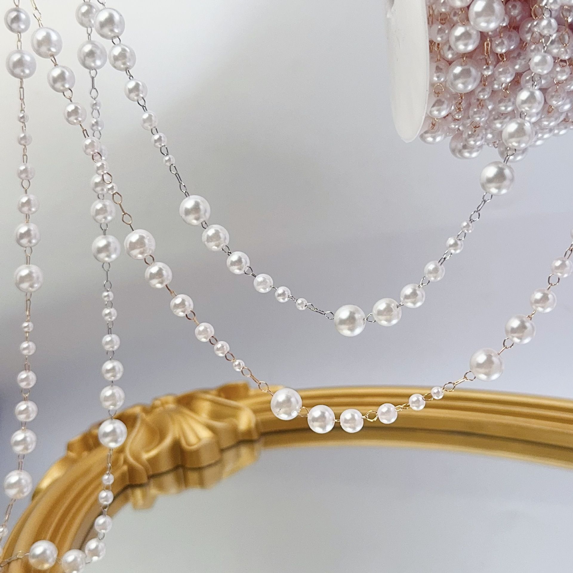 3-8mm Pearl Copper Chain, Anci - Beaded Trim Fringe บทวิจารณ์และราคา