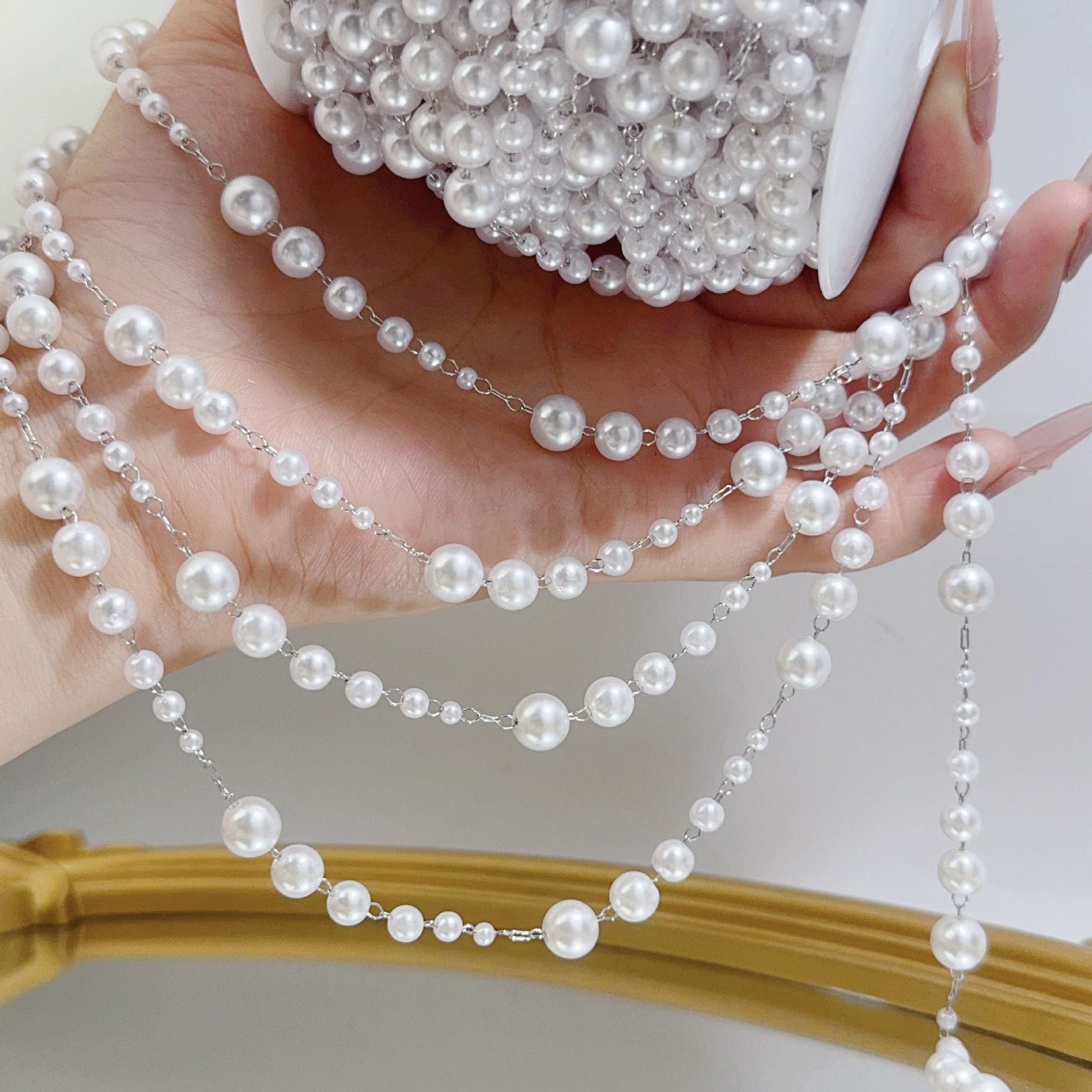 3-8mm Pearl Copper Chain, Anci - Beaded Trim Fringe บทวิจารณ์และราคา