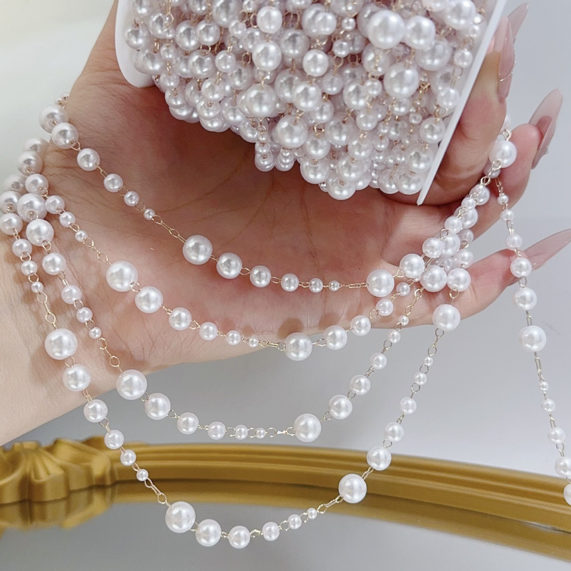3-8mm Pearl Copper Chain, Anci - Beaded Trim Fringe บทวิจารณ์และราคา