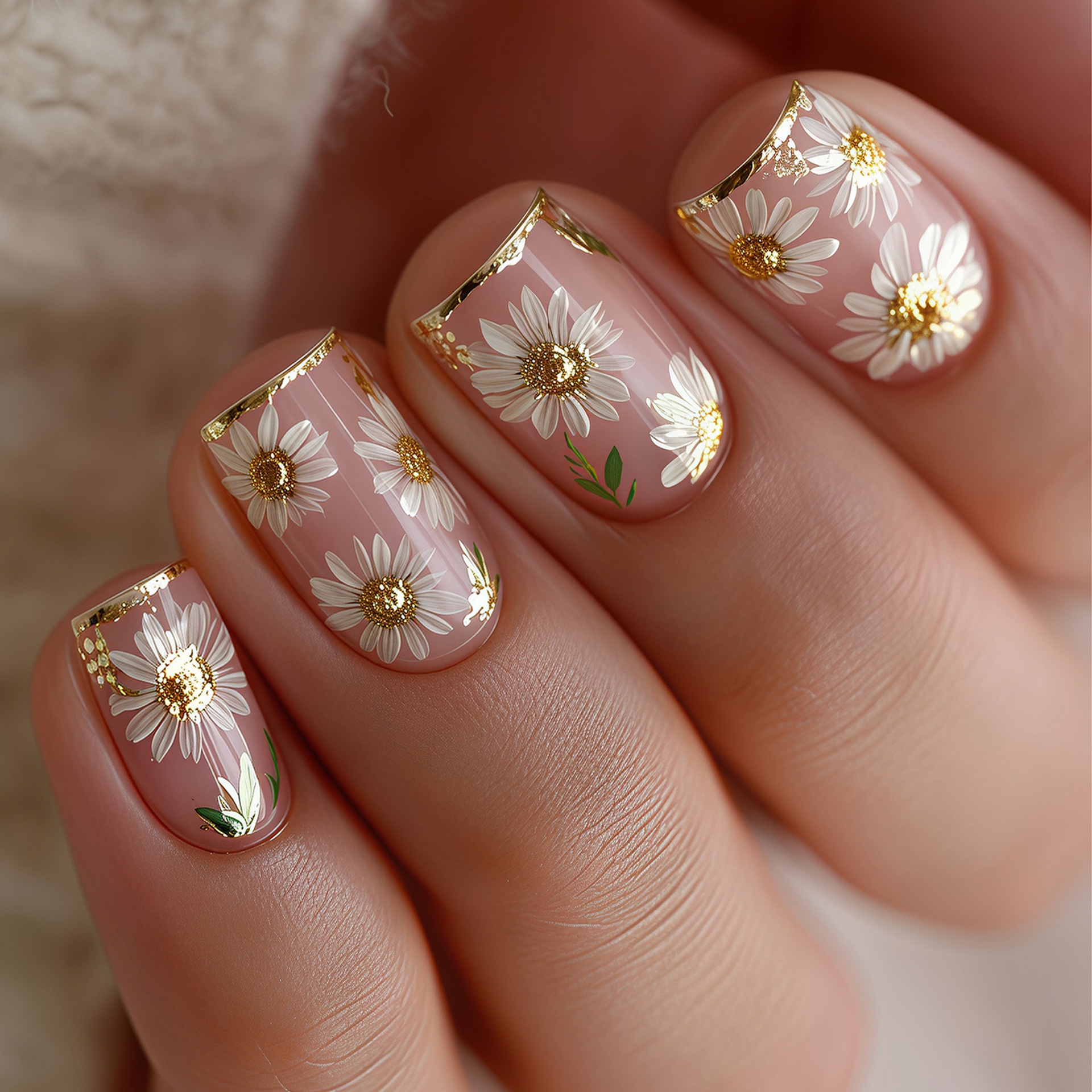 Short Square fake nails golden - Embroidery Embellishments บทวิจารณ์และราคา