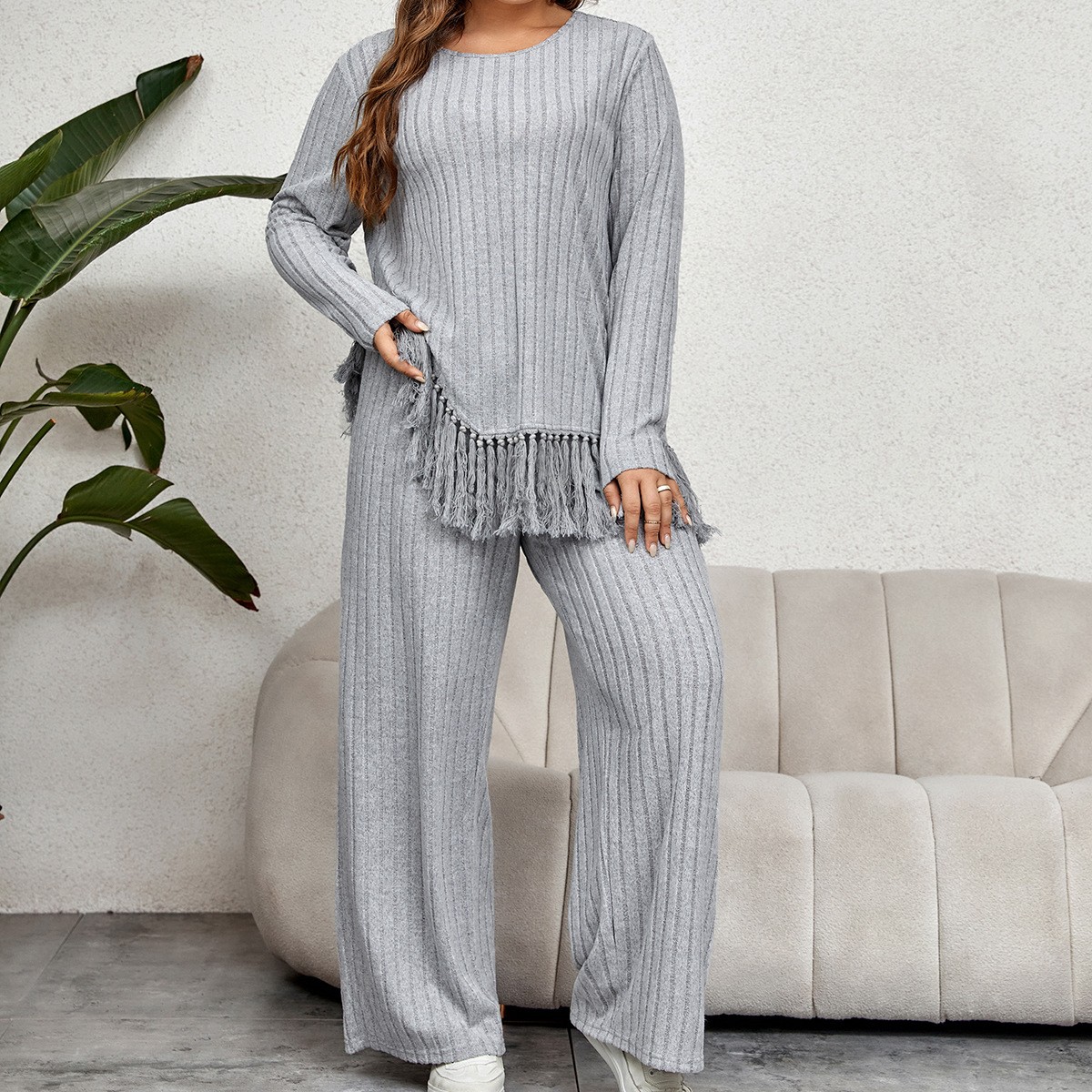 Women's 2-piece Set Casual Pan - Tassel Fringe Trim บทวิจารณ์และราคา