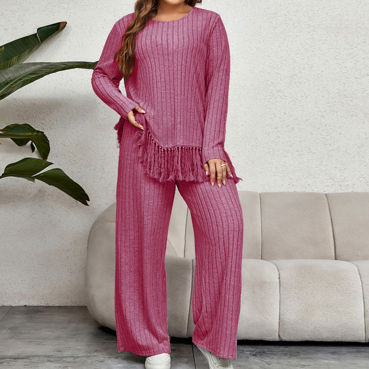 Women's 2-piece Set Casual Pan - Tassel Fringe Trim บทวิจารณ์และราคา