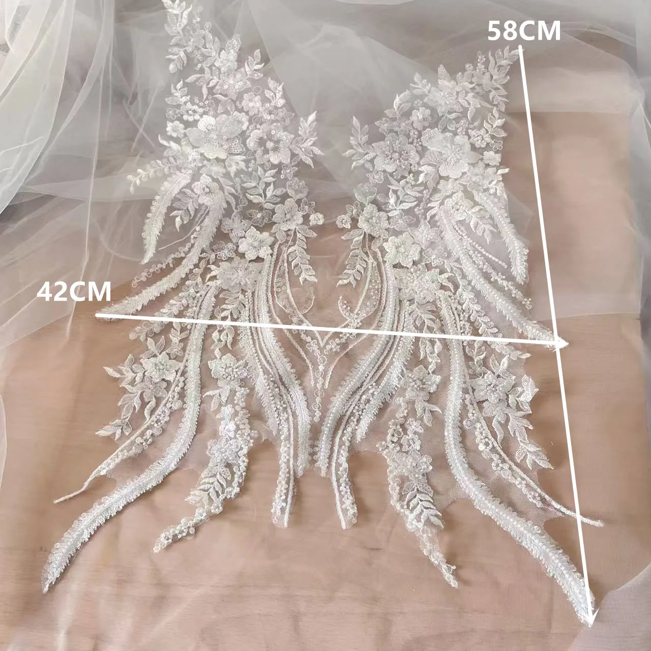 New Beaded Sequins Lace Mirror - Applique Patch Flower บทวิจารณ์และราคา